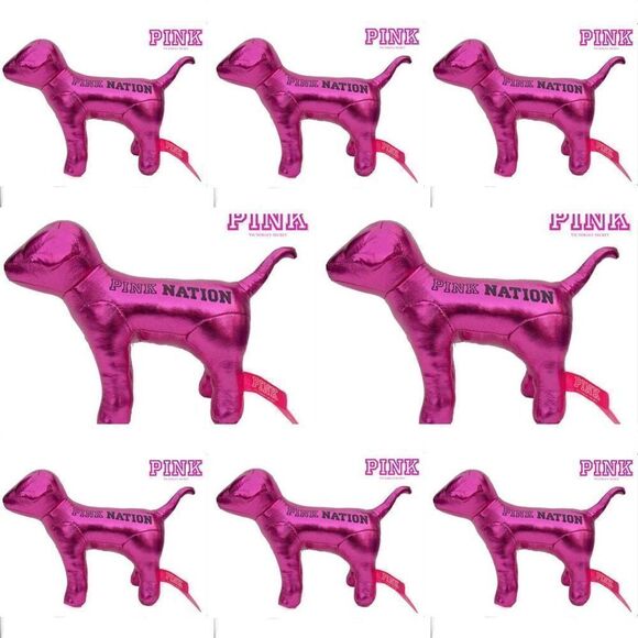 NWT Set of 8 Victorias Secret Pink Mini DOG Metallic Pink Nation Limited Edition - Picture 1 of 11
